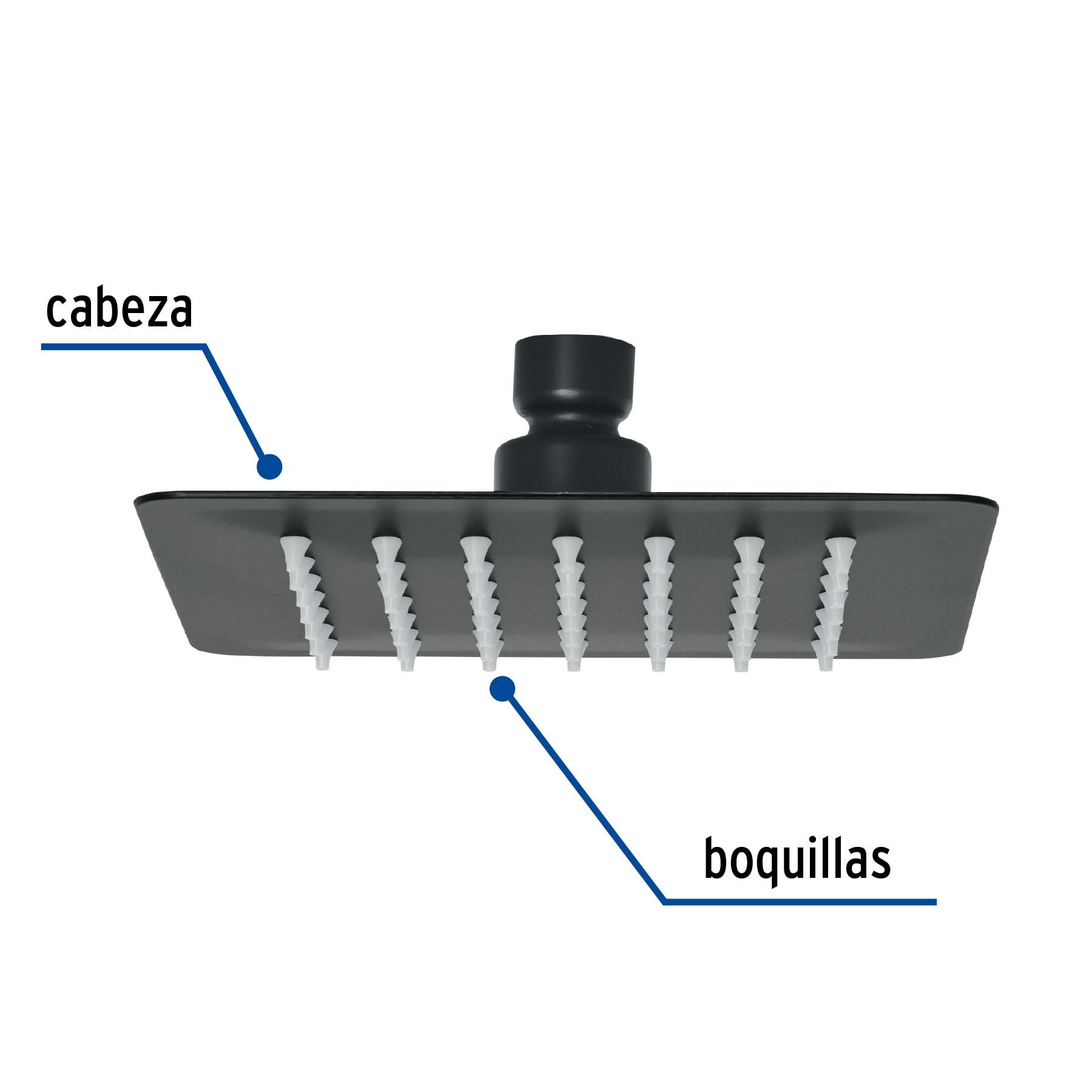 Regadera cuadrada 6', acero inox, sin brazo, negro, TÚBIG - Imagen 3