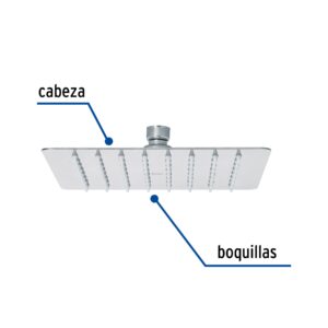 Regadera cuadrada 8', acero inox, sin brazo, cromo, TÚBIG - Imagen 3