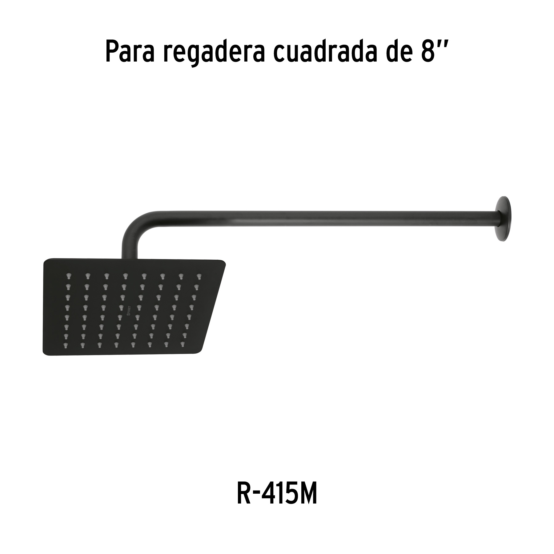 Regadera cuadrada 8', acero inox, sin brazo, negro, TÚBIG - Imagen 6