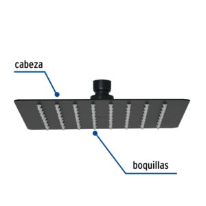 Regadera cuadrada 8', acero inox, sin brazo, negro, TÚBIG - Imagen 3