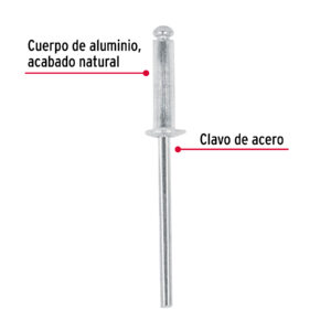 Bolsa con 50 remaches 1/8' x 5/16' de aluminio, ala 1/4' - Imagen 3