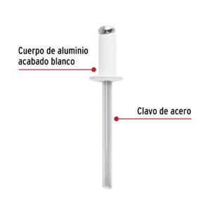 Bolsa c/50 remaches 3/16'x1/4' blancos de aluminio, ala 3/8' - Imagen 3