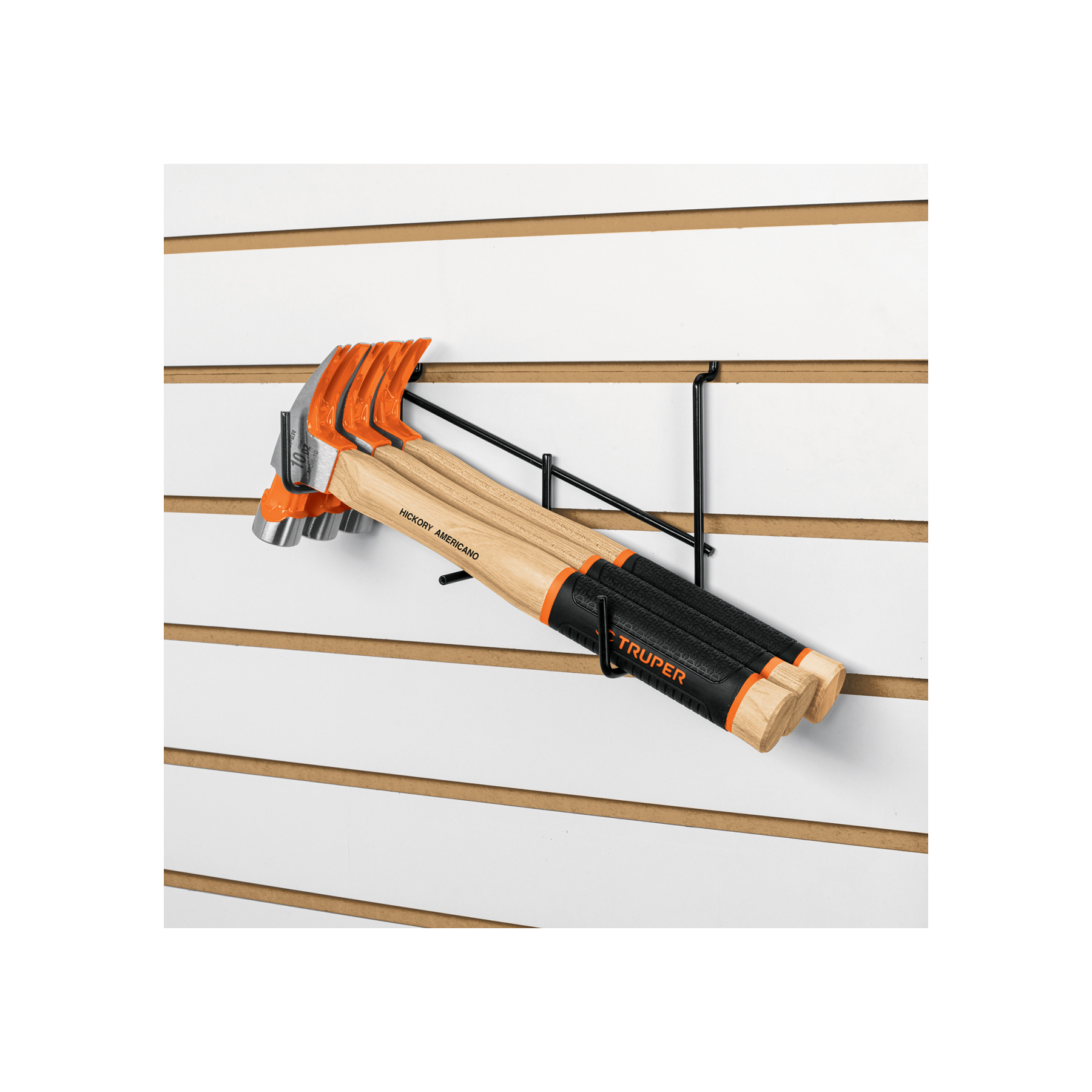 Rack para 3 martillos pulidos, uña curva, TRUPER - Imagen 2