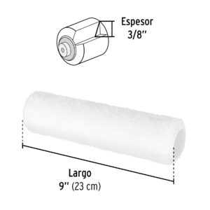 Felpa para rodillo 9 x 3/8' superficies lisas, PRETUL - Imagen 4