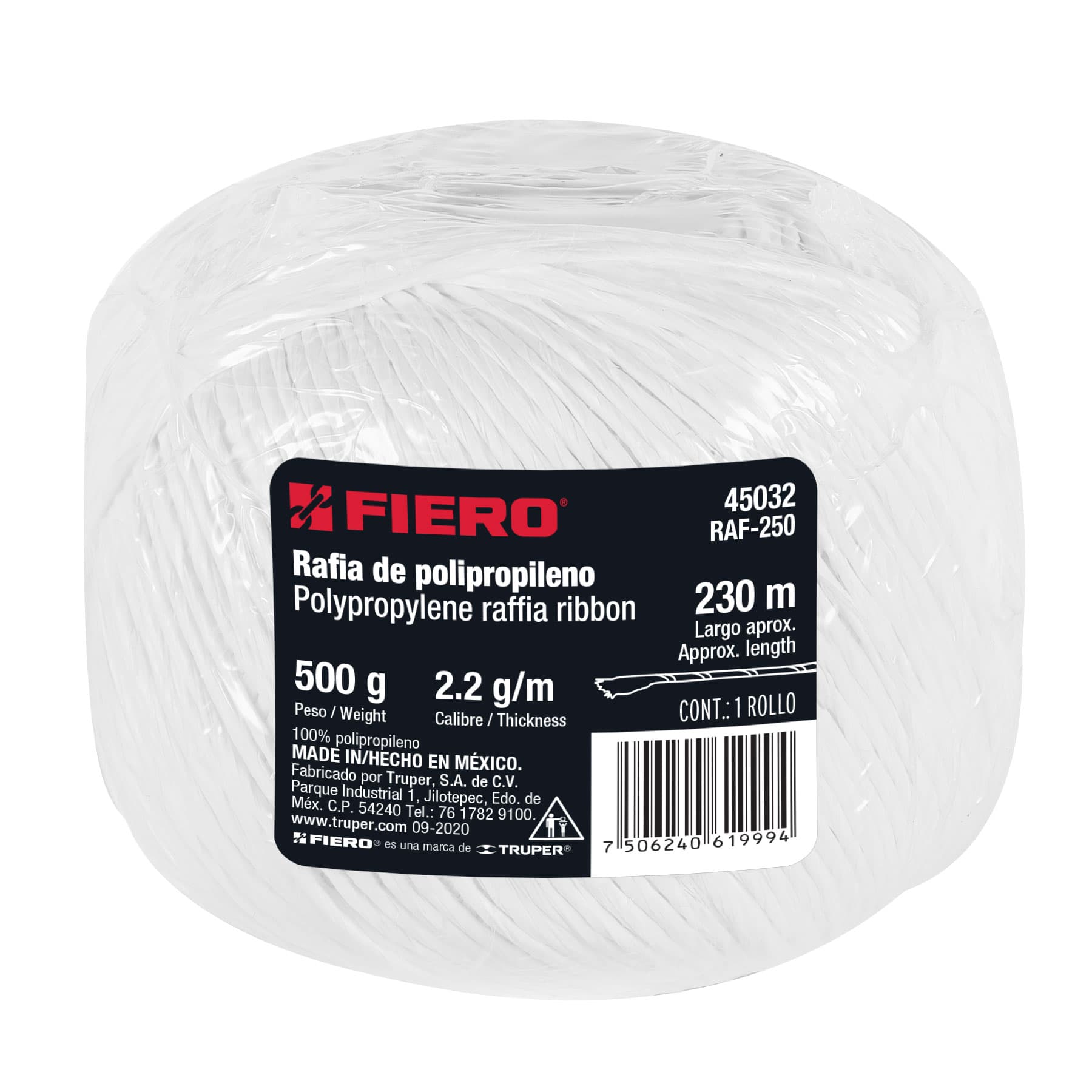 Rollo de rafia de 230 m color blanco calibre 2.2 g/m, FIERO - Imagen 4