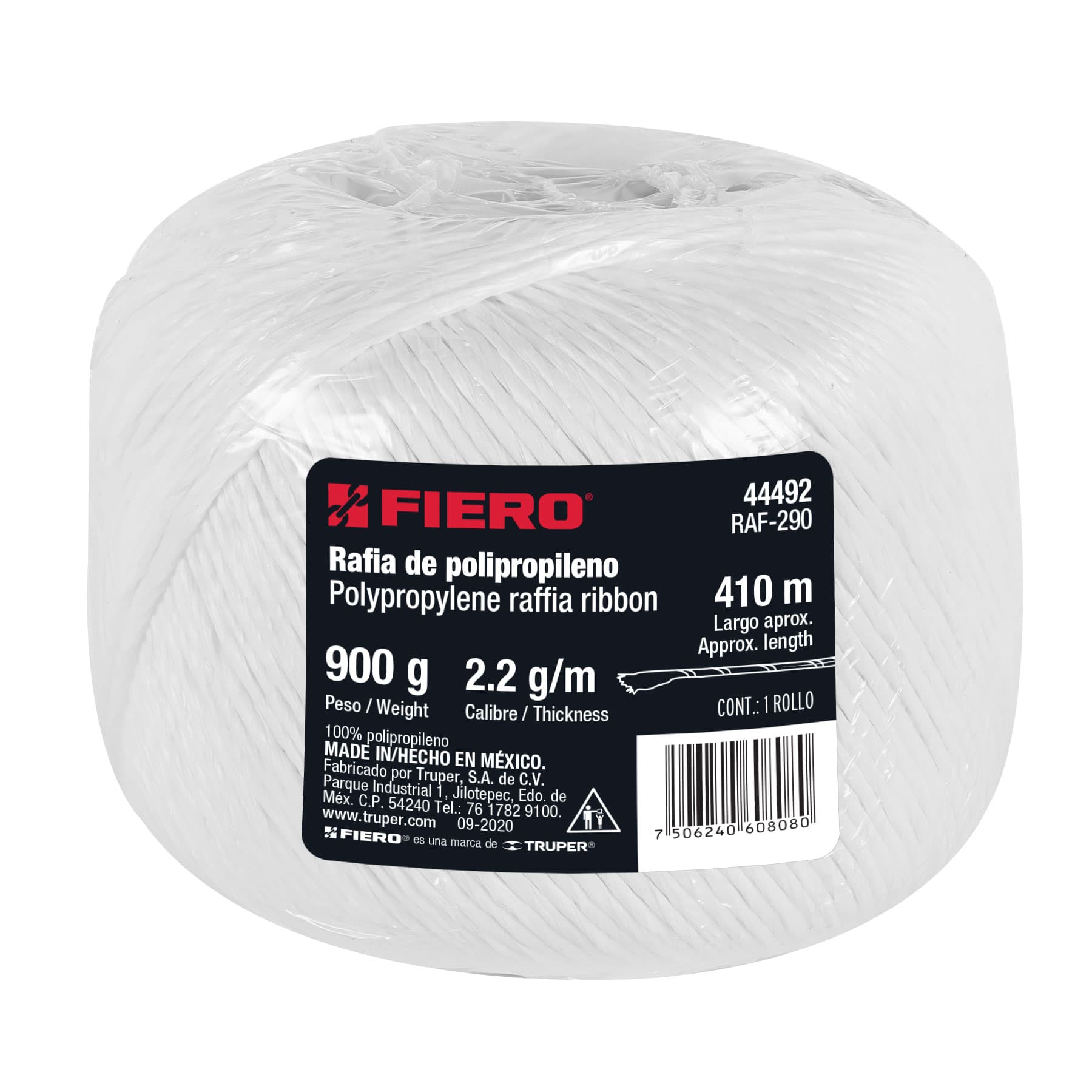 Rollo de rafia de 410 m color blanco calibre 2.2 g/m, FIERO - Imagen 4