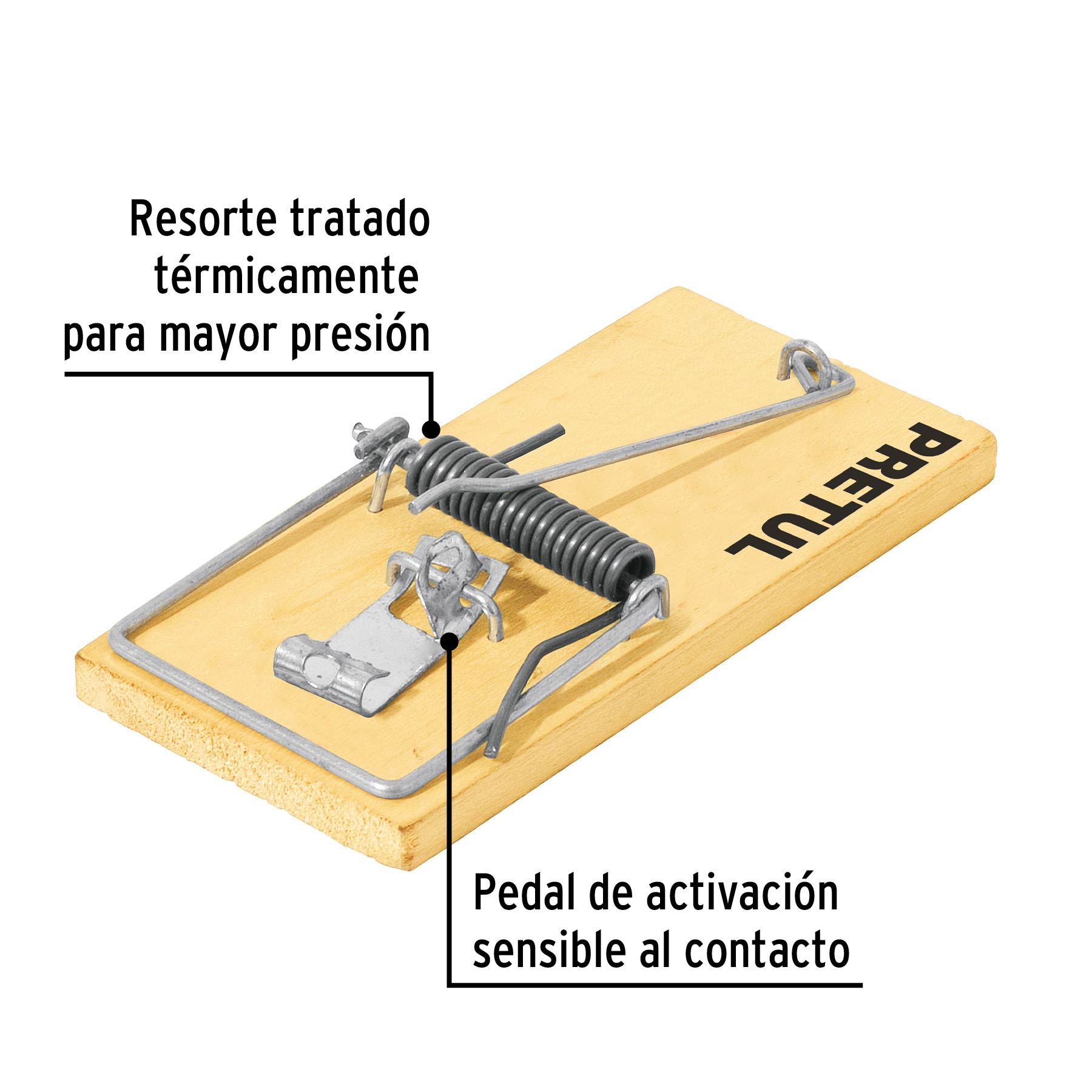 Trampa de madera de 4' para ratón, 2 piezas, PRETUL - Imagen 3