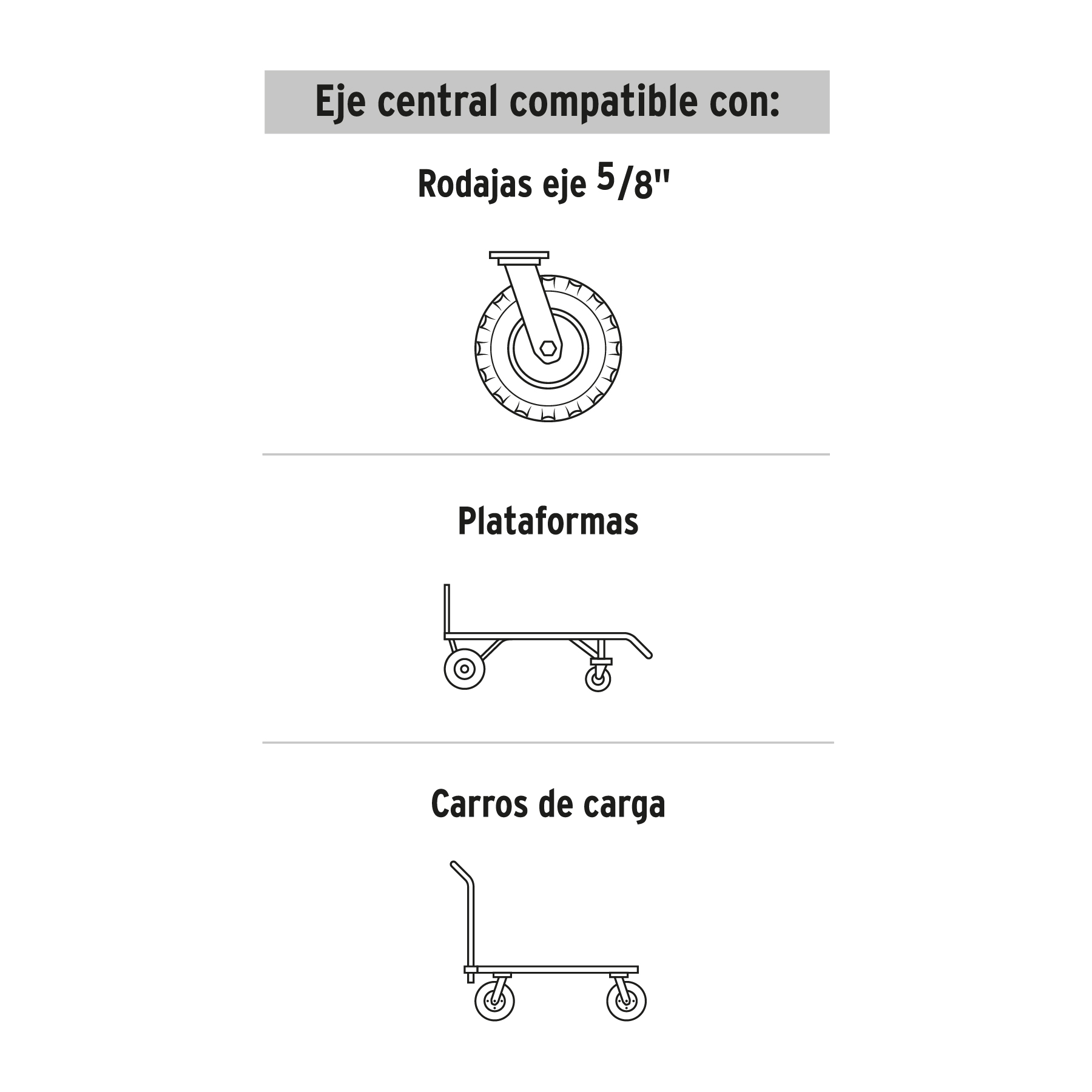 Rueda de hule sólido 6' para diablo, un balero, PRETUL - Imagen 3