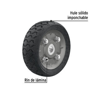 Rueda de hule sólido 6' para diablo, doble balero, PRETUL - Imagen 5