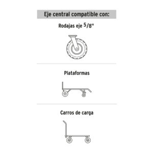 Rueda de hule sólido 7' para diablo, doble balero, PRETUL - Imagen 3