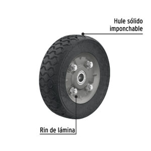 Rueda de hule sólido 7' para diablo, doble balero, PRETUL - Imagen 5