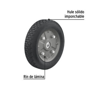 Rueda de hule sólido 9' para diablo, doble balero, PRETUL - Imagen 5