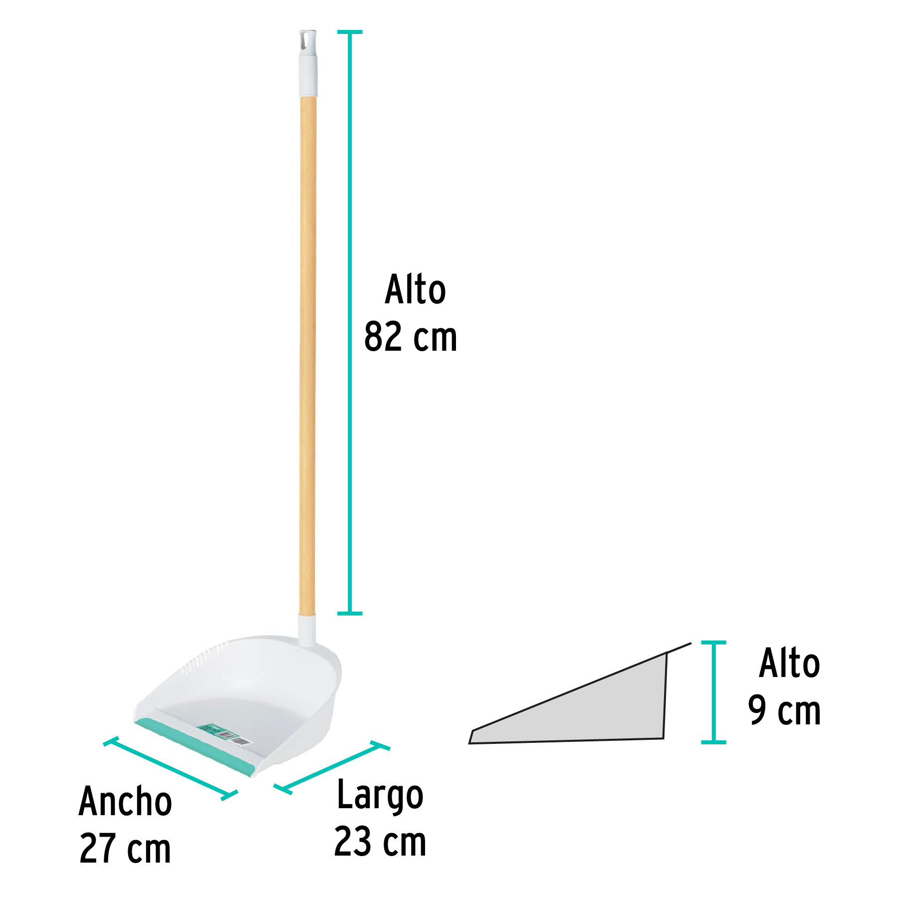 Recogedor plástico con bastón de madera, KLINTEK - Imagen 4
