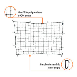 Red de carga de 1.8m x 1.2m para camioneta de 1.5 Ton,TRUPER - Imagen 3