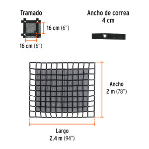 Red de carga de 2.4m x 2m para camioneta de 3.5 Ton, TRUPER - Imagen 5