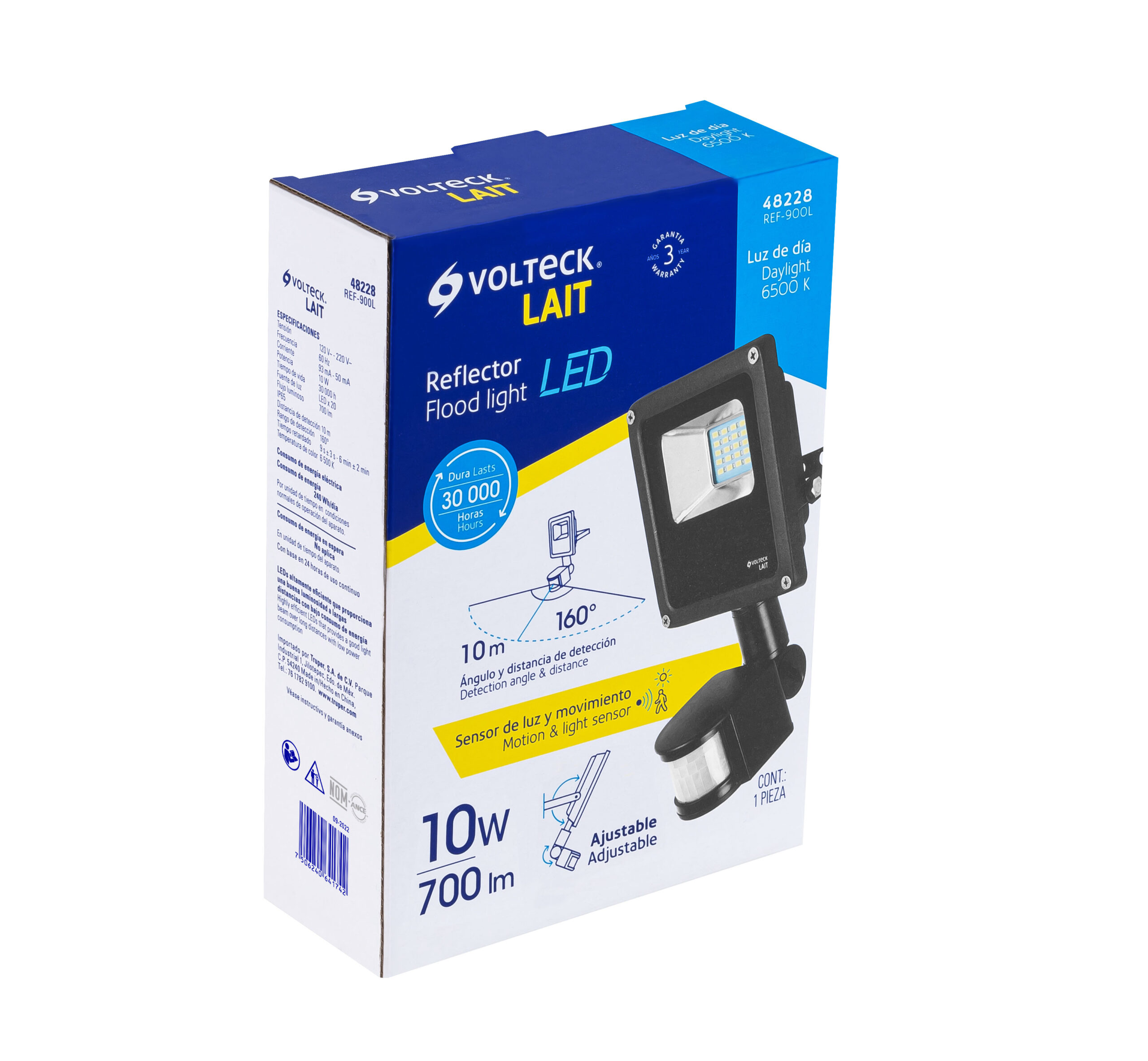 Reflector LED para exteriores 10W 6500K con sensor, VOLTECK - Imagen 7