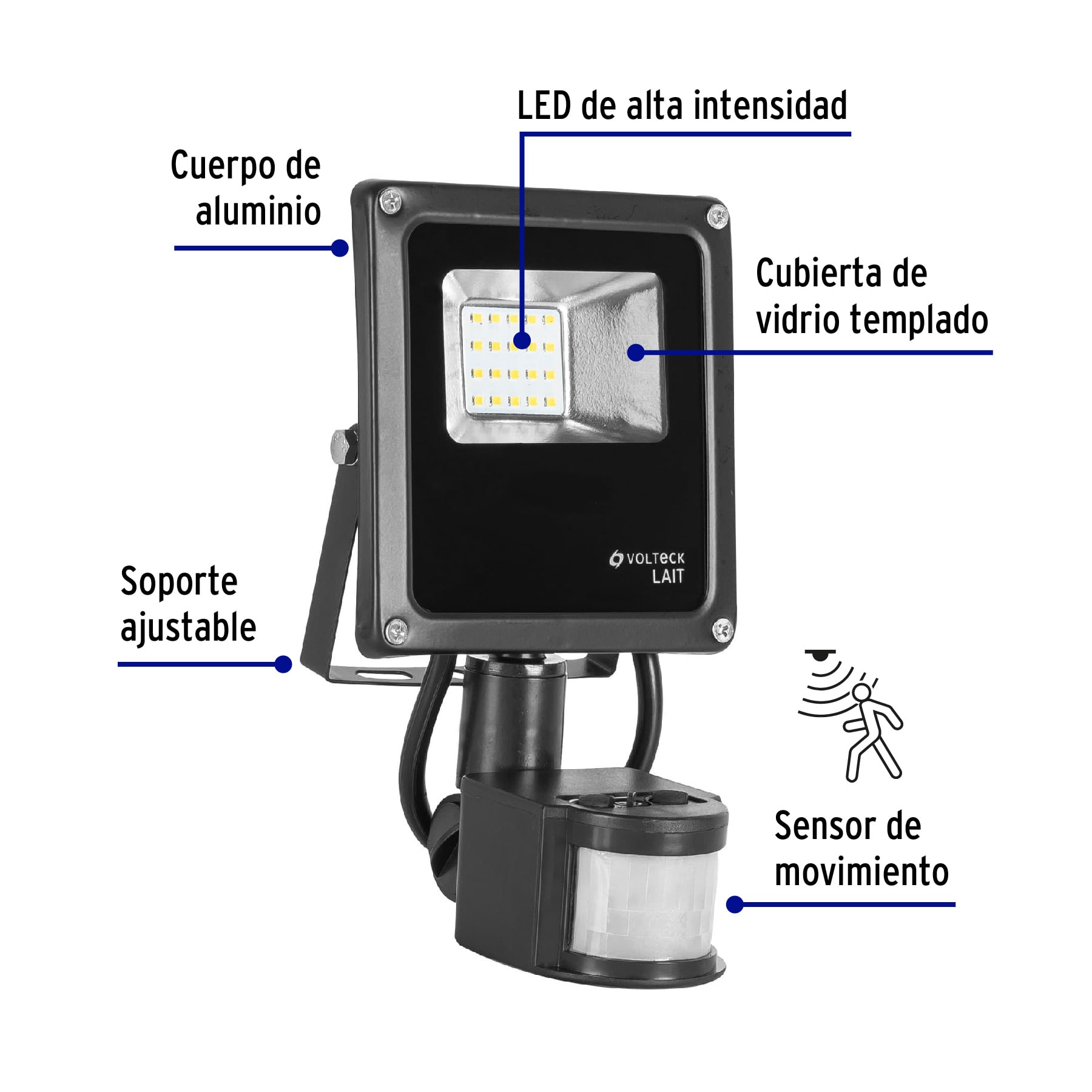 Reflector LED para exteriores 10W 6500K con sensor, VOLTECK - Imagen 5