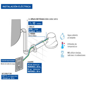 Regadera eléctrica, 4 temperaturas, 16.5cm, blanca, FOSET - Imagen 5