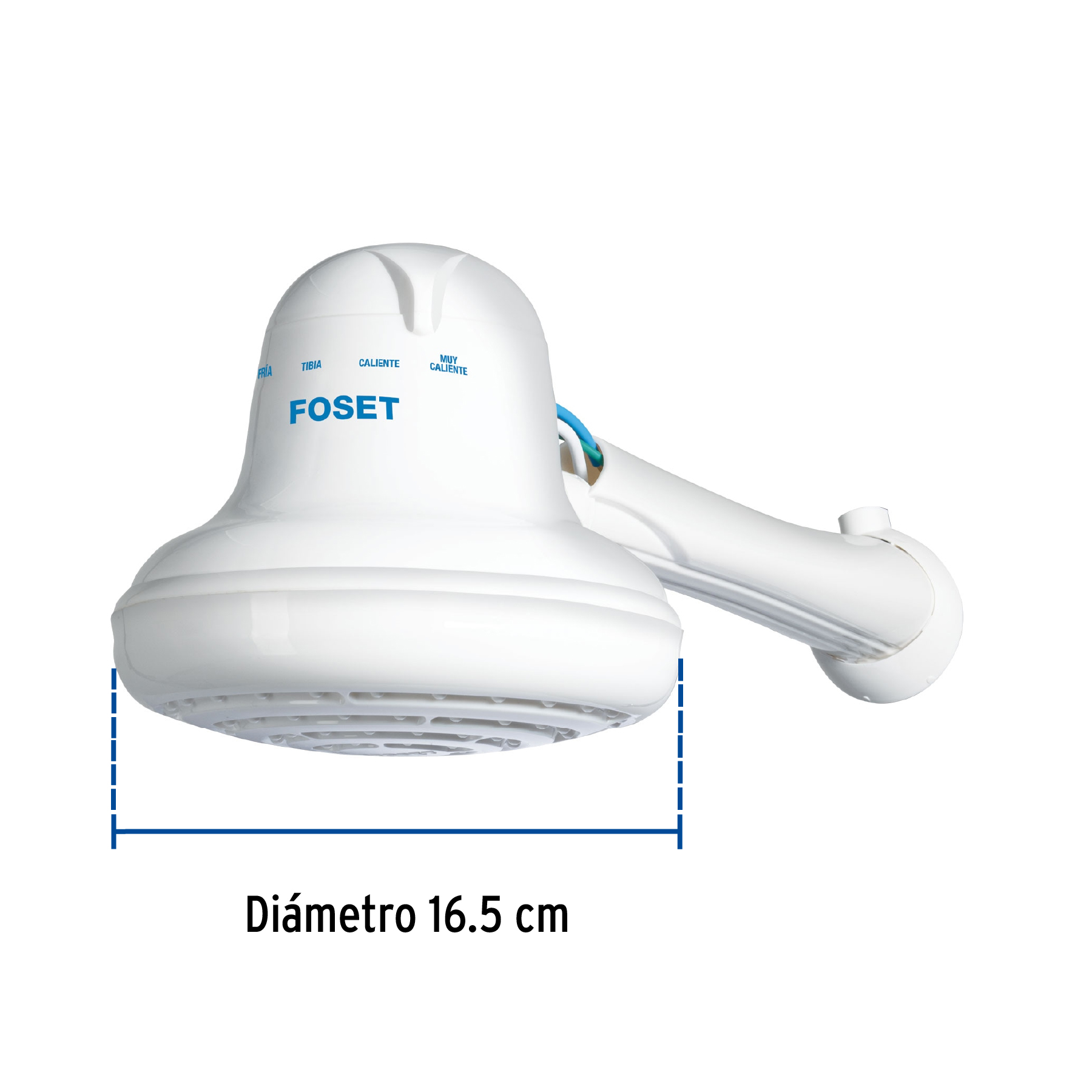 Regadera eléctrica, 4 temperaturas, 16.5cm, blanca, FOSET - Imagen 4