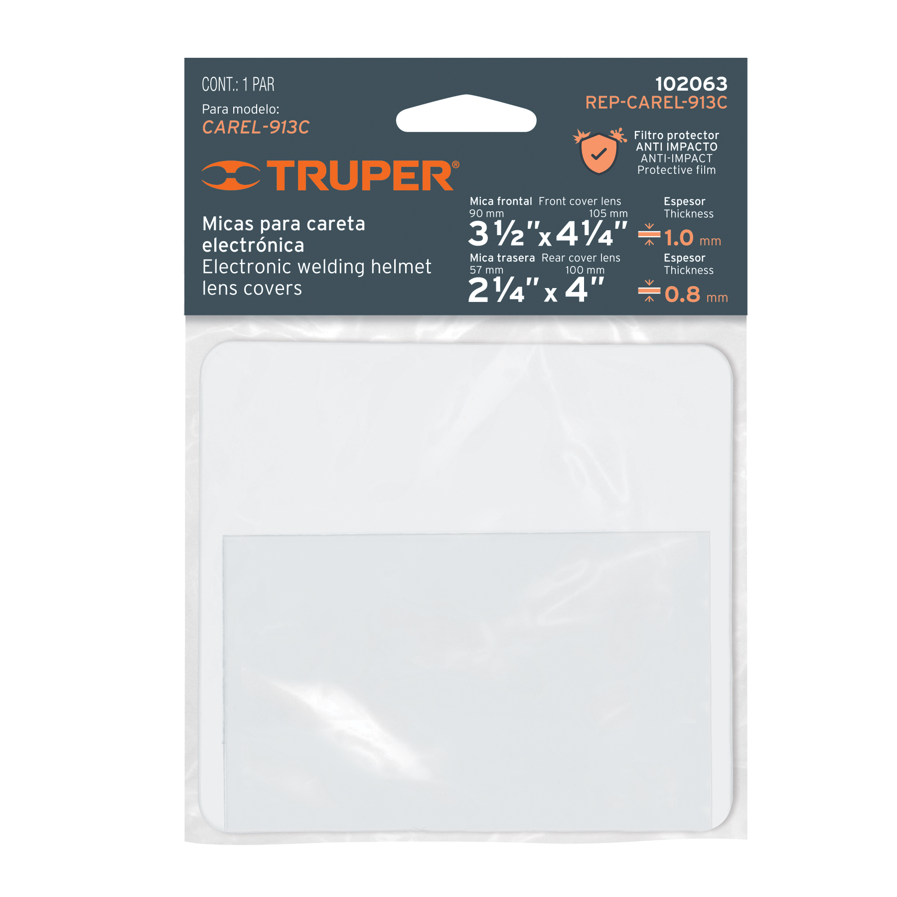 Bolsa con 2 micas para careta CAREL-913C, TRUPER - Imagen 4