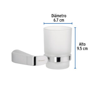 Portavaso cepillero cromo con vaso de vidrio, FOSET RIVIERA - Imagen 4