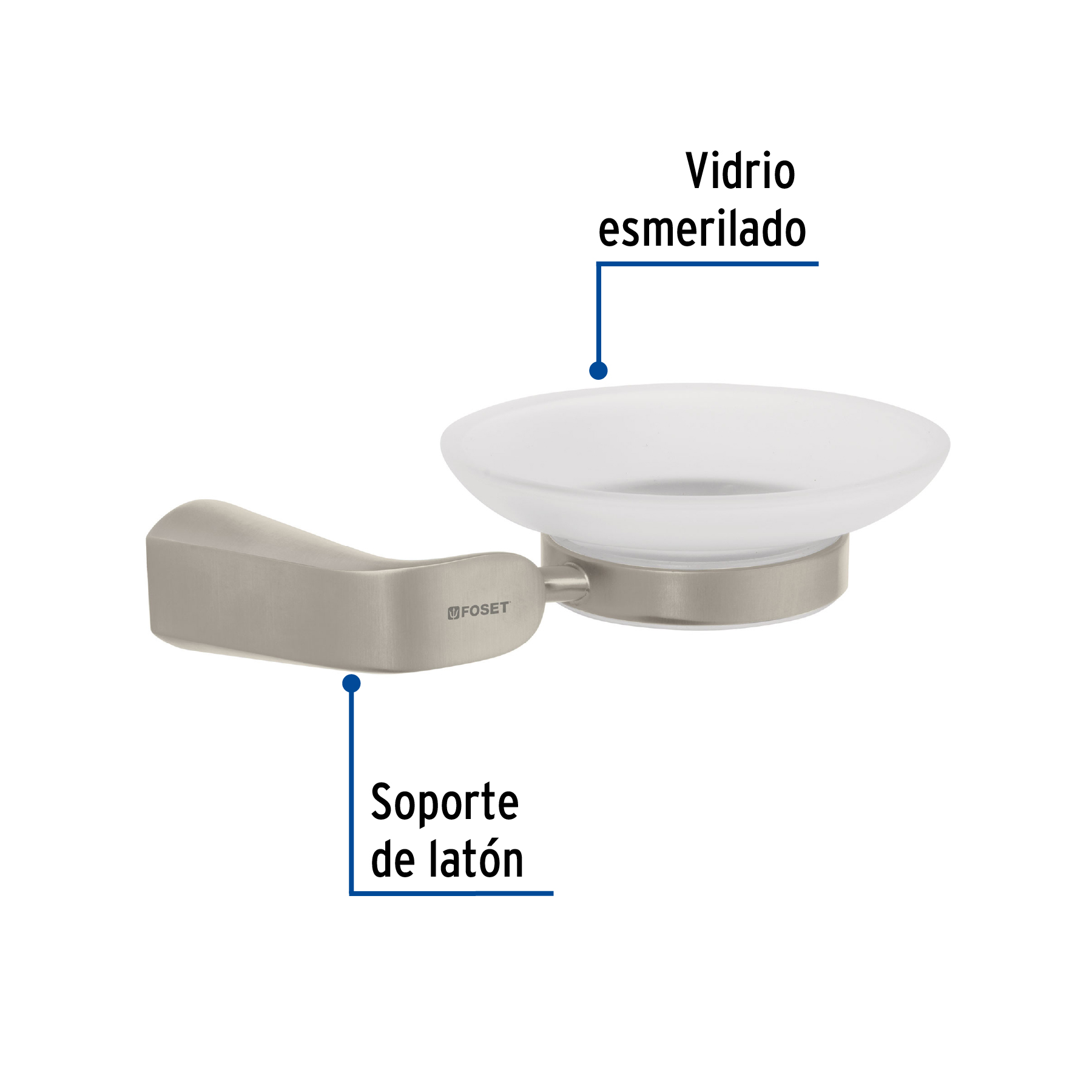 Jabonera de latón acabado satín con plato de vidrio, RIVIERA - Imagen 3