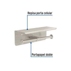 Portarrollo doble en satín con soporte para celular, RIVIERA - Imagen 3