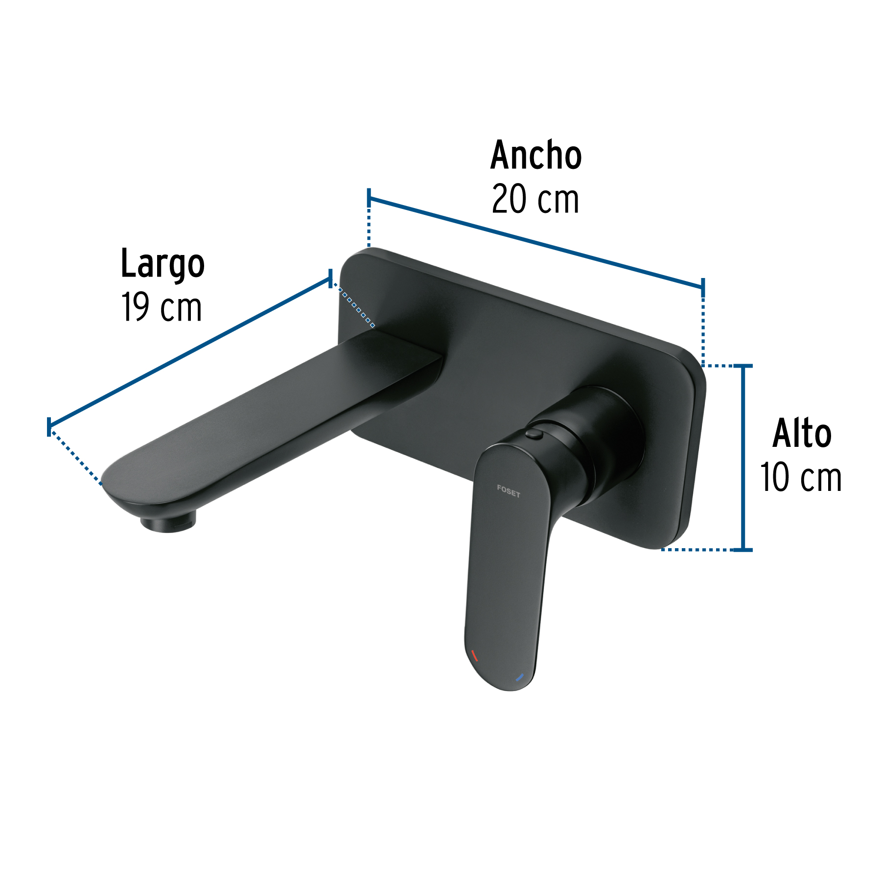 Monomando a pared para lavabo, negro, FOSET RIVIERA - Imagen 4