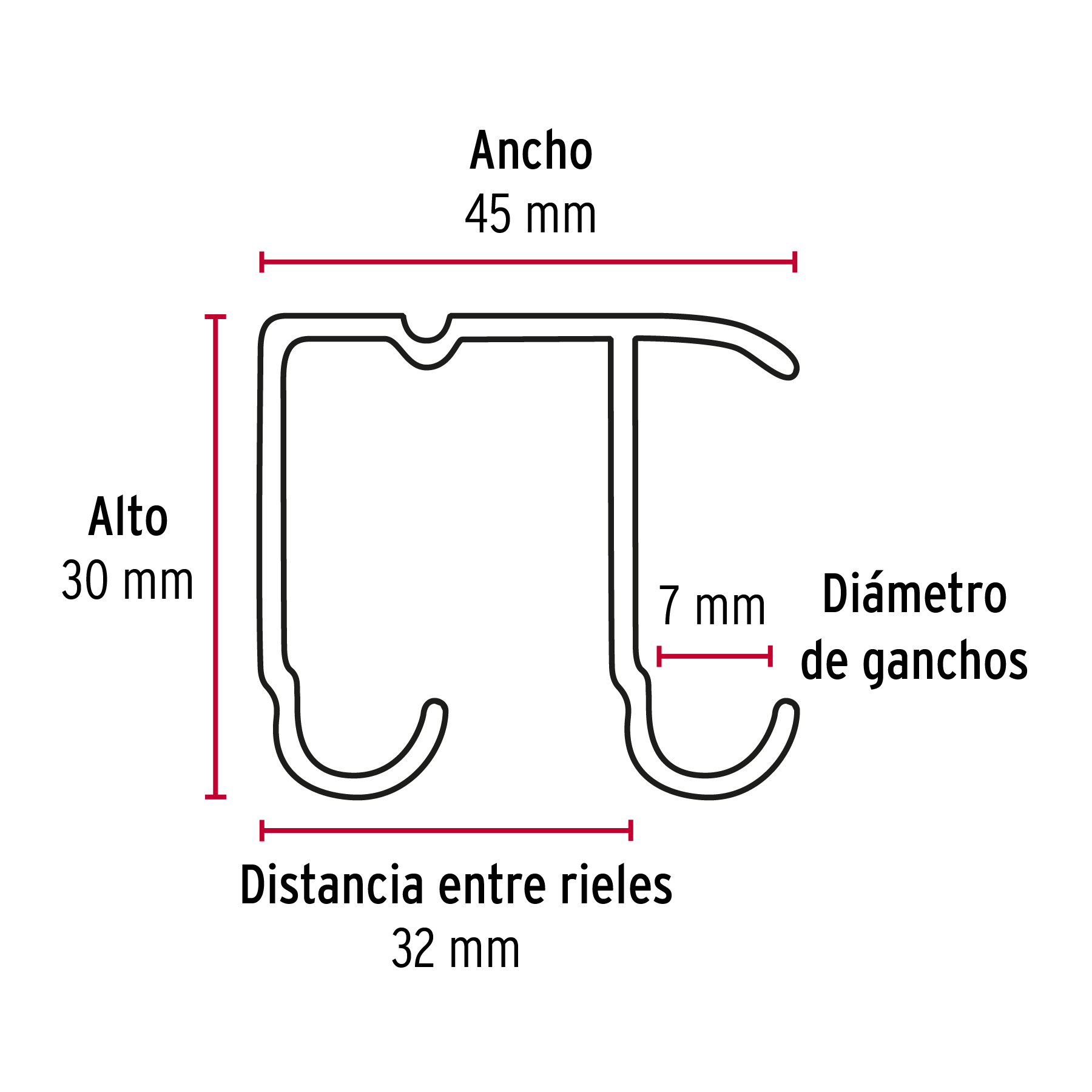Riel superior 'JJ' de aluminio para puerta corrediza 3 m - Imagen 4