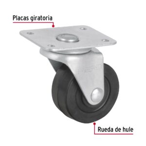 Rodaja hule 2', placa giratoria c/balero, carga 40kg, FIERO - Imagen 3