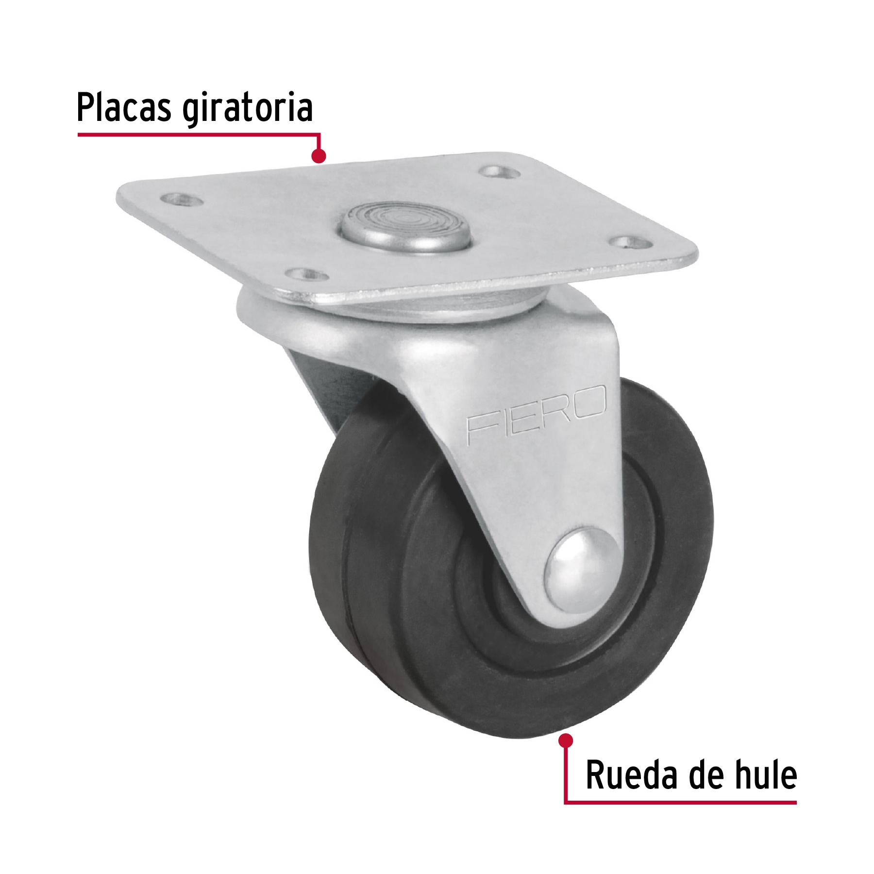 Rodaja hule 2', placa giratoria c/balero, carga 40kg, FIERO - Imagen 3