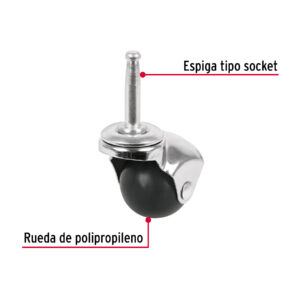 Rodaja esférica, 40 mm con espiga tipo socket, FIERO - Imagen 4