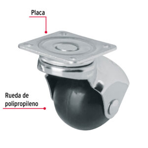 Rodaja esférica, 40 mm con placa, FIERO - Imagen 3