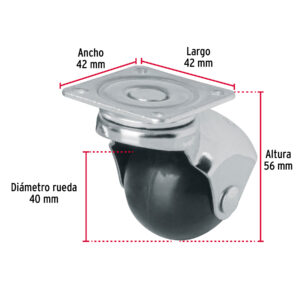 Rodaja esférica, 40 mm con placa, FIERO - Imagen 4