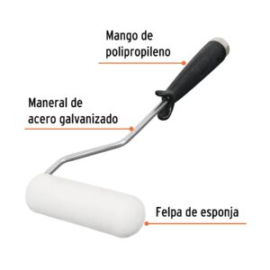 Mini Rodillo para pintar 4' x 3/8' de esponja, TRUPER - Imagen 3