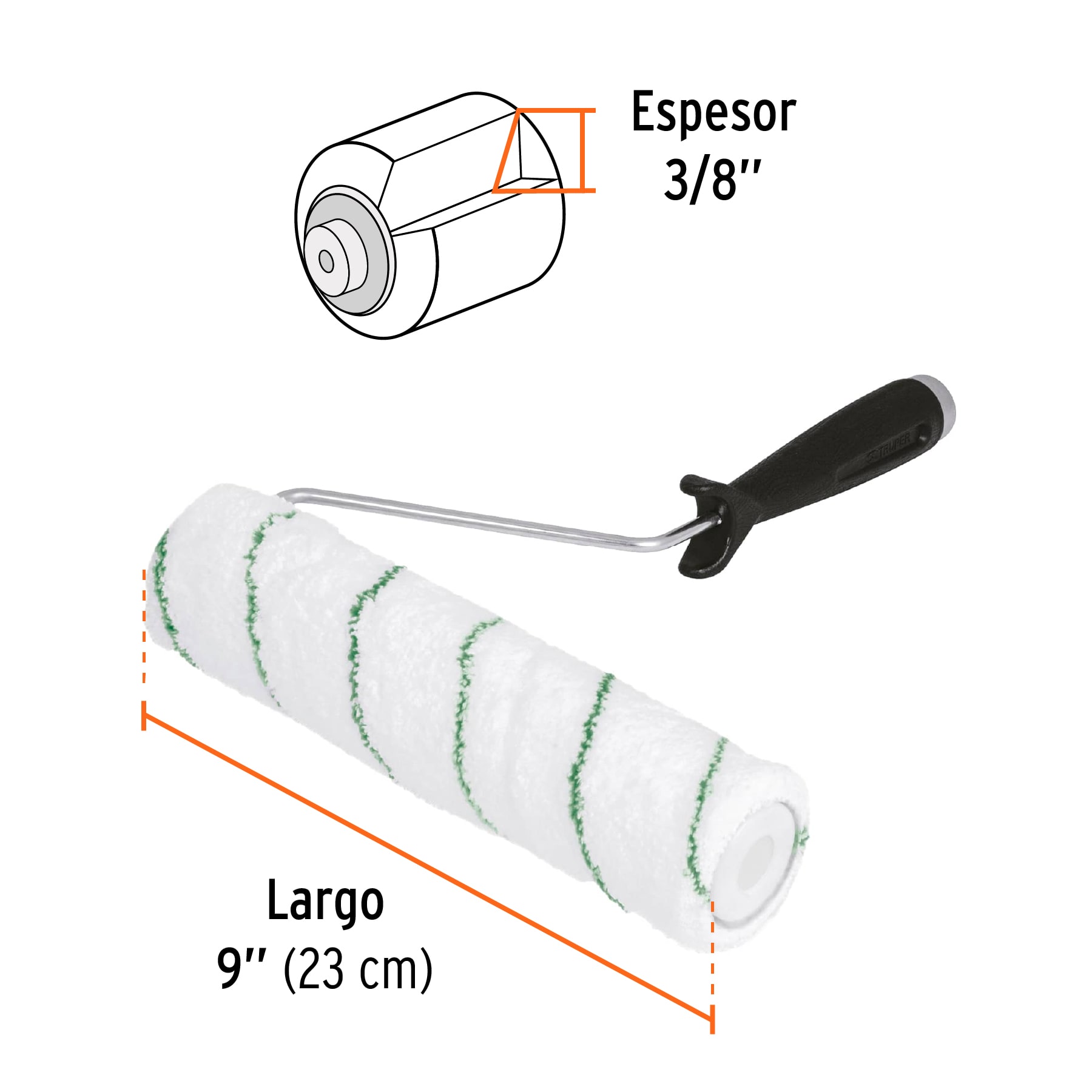 Rodillo para pintar 9 x 3/8' microfibra, sup. poco rugosas - Imagen 5