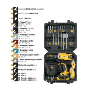 Kit rotomartillo/destornillador 1/2', 20V, 32 acc., PRETUL - Imagen 5