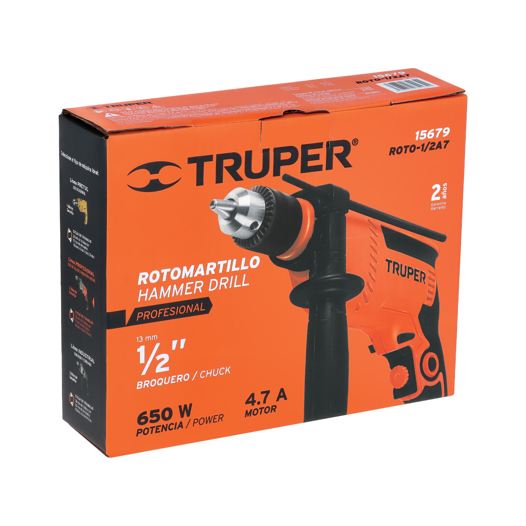 Rotomartillo/destornillador 1/2', 650W, TRUPER PRO - Imagen 4