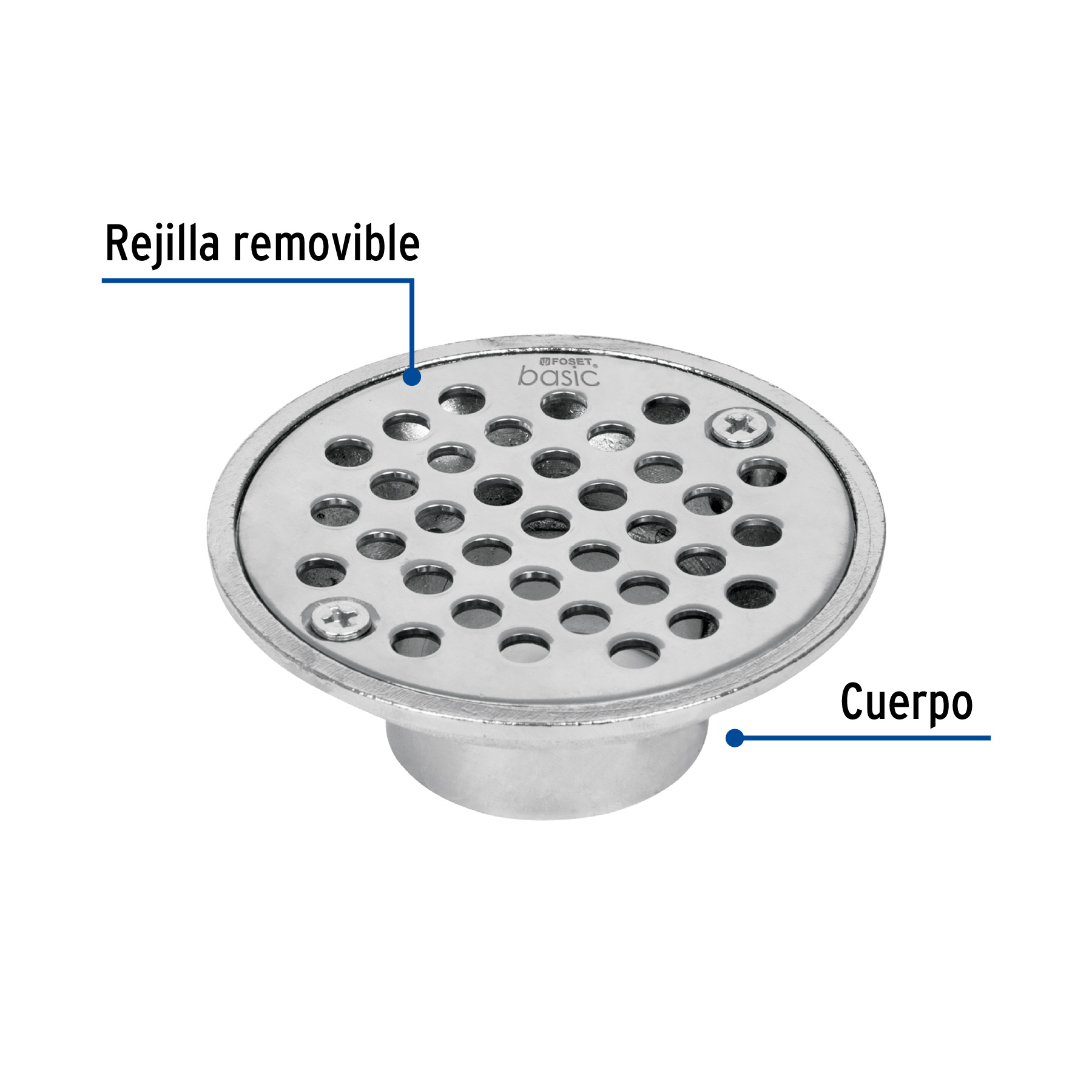 Resumidero de zinc, redondo, modelo 'A', 3-1/2', BASIC - Imagen 3