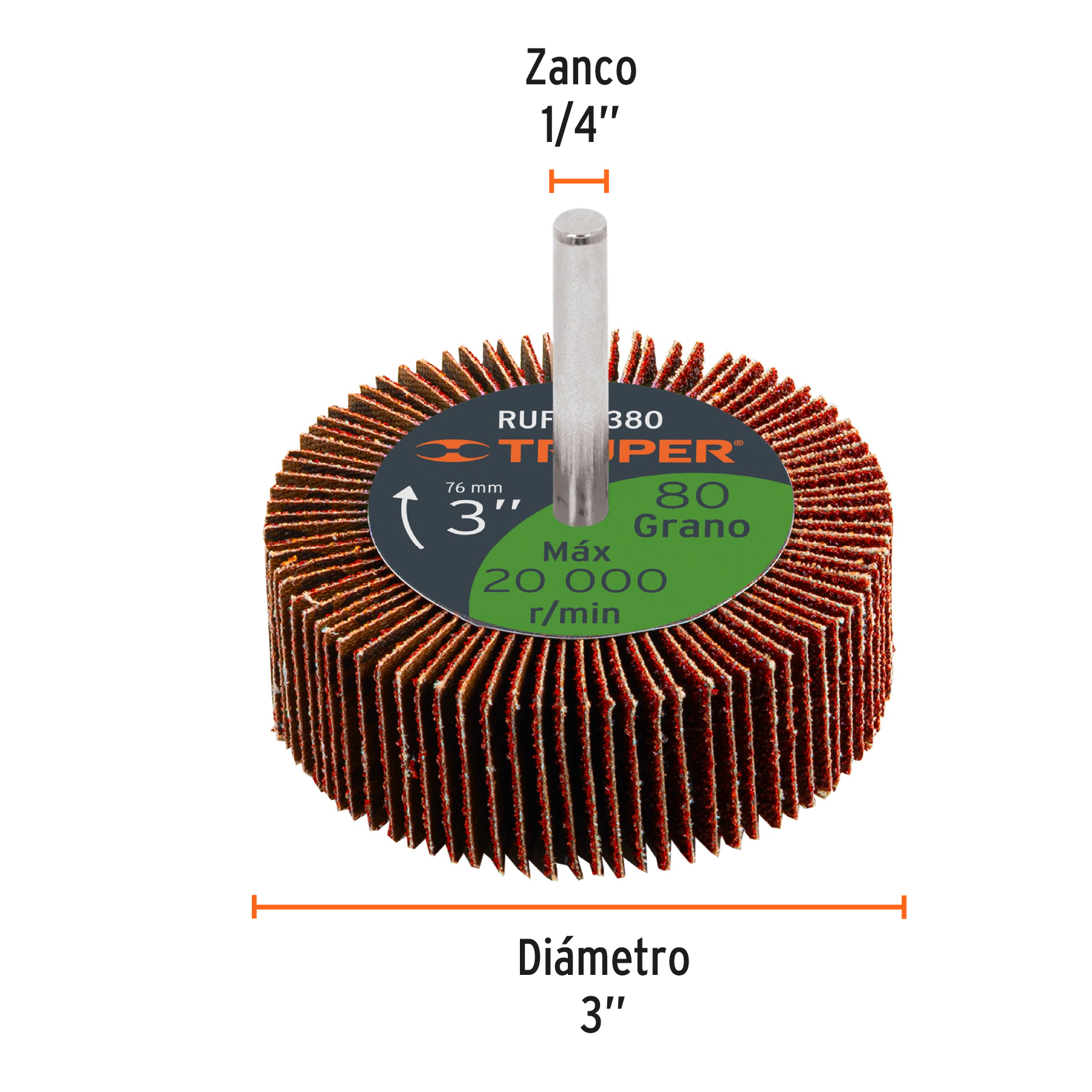 Rueda flap de 3', grano 80, TRUPER - Imagen 3
