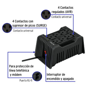 Regulador de voltaje de 1200 VA / 600 W 8 contactos, VOLTECK - Imagen 3