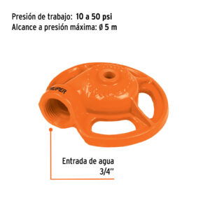 Aspersor base metálica, tipo sapo de chorro fino, TRUPER - Imagen 4