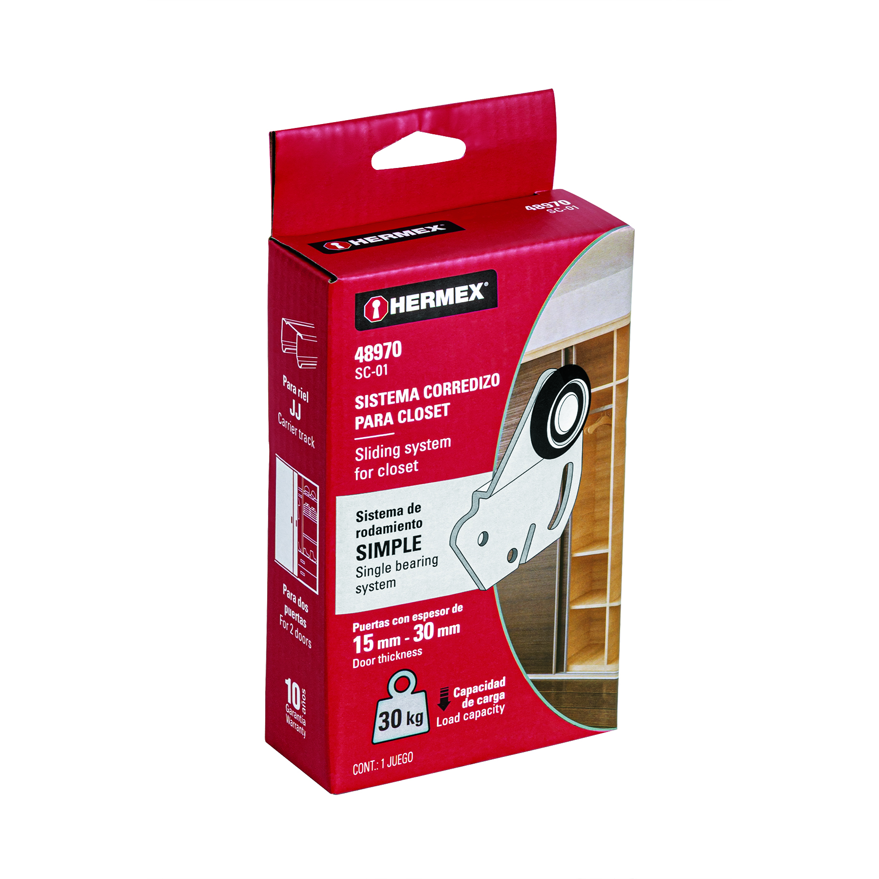 Sistema corredizo para riel superior de clóset, HERMEX - Imagen 7