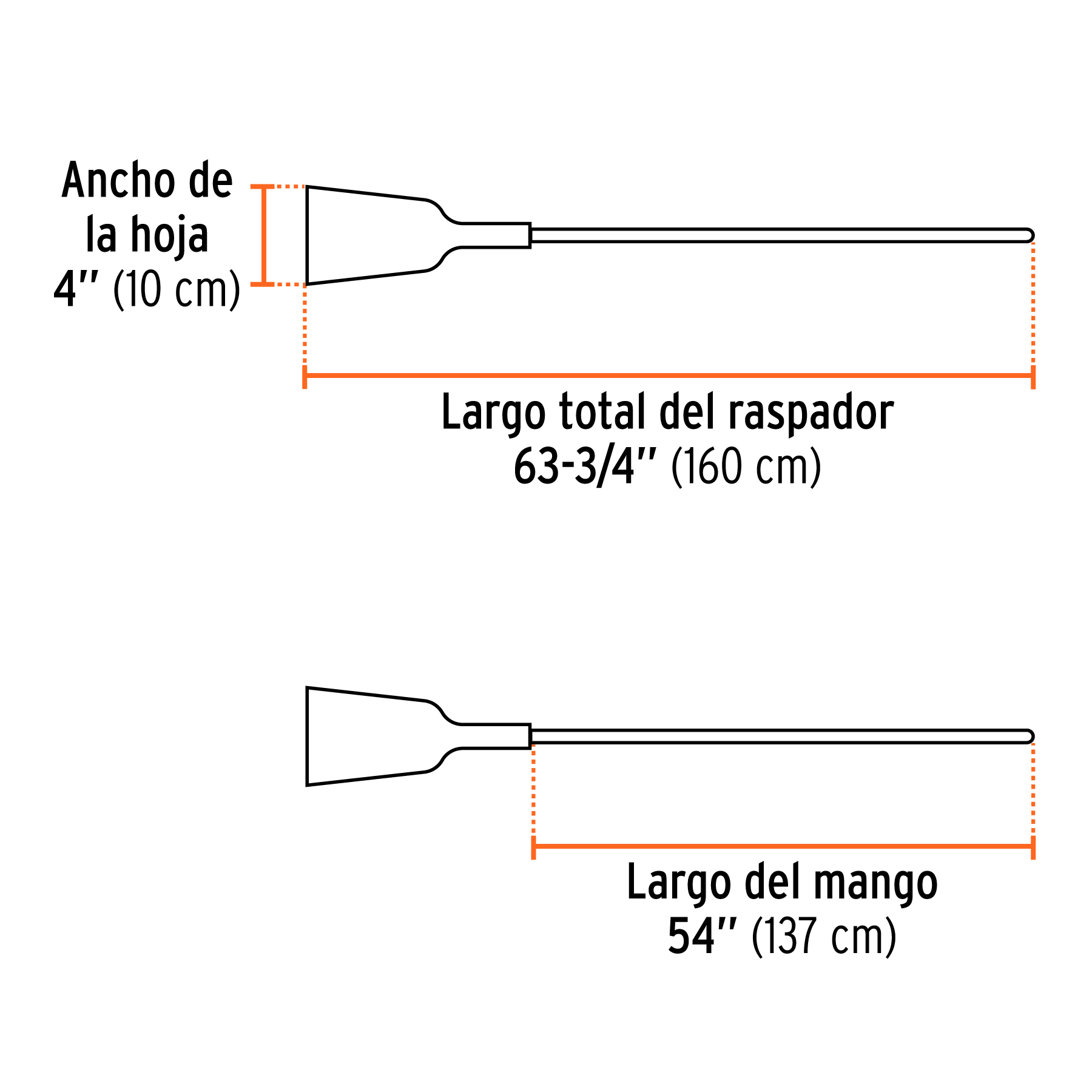 Raspador forjado de 4', mango largo de 54', TRUPER - Imagen 4