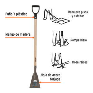 Raspador forjado de 7', puño 'Y', mango de 42', TRUPER - Imagen 3