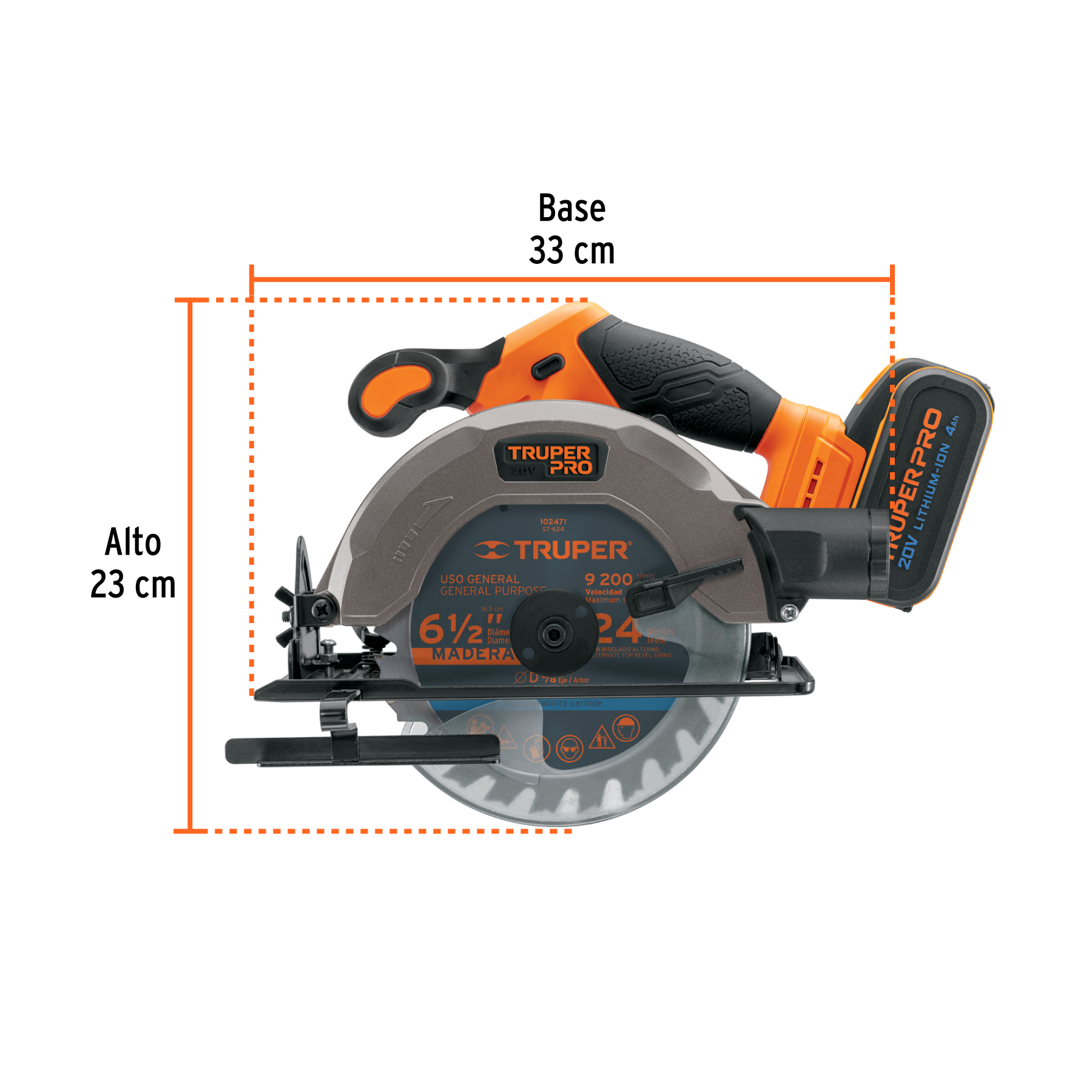Sierra circular 6-1/2', 20V, 1 batería 4Ah, TRUPER PRO - Imagen 4