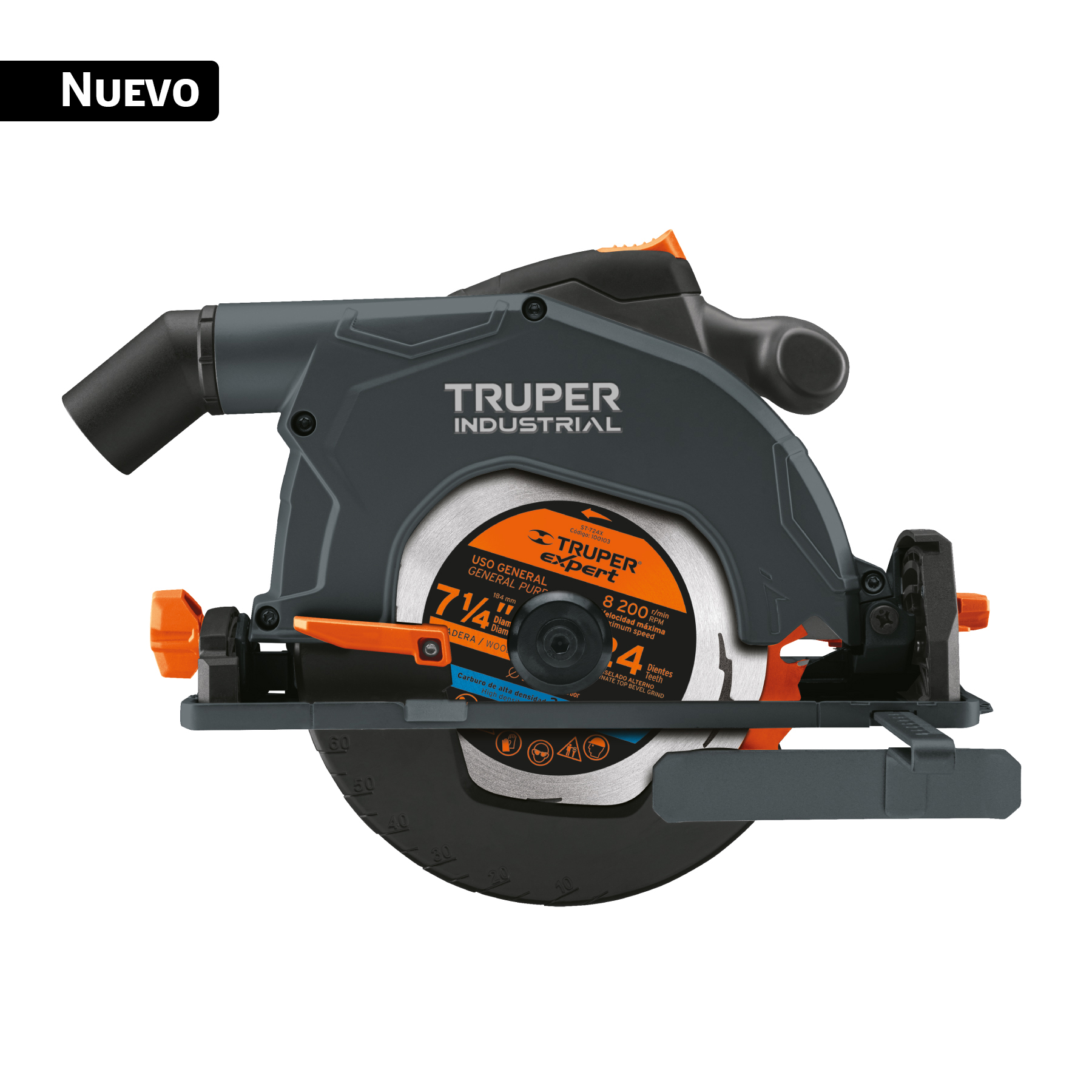 Sierra circular 7-1/4' 1900W, TRUPER INDUSTRIAL - Imagen 2
