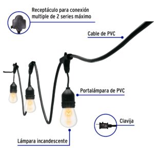 Serie de 14.6 m con 24 luces incandescentes para exterior - Imagen 3