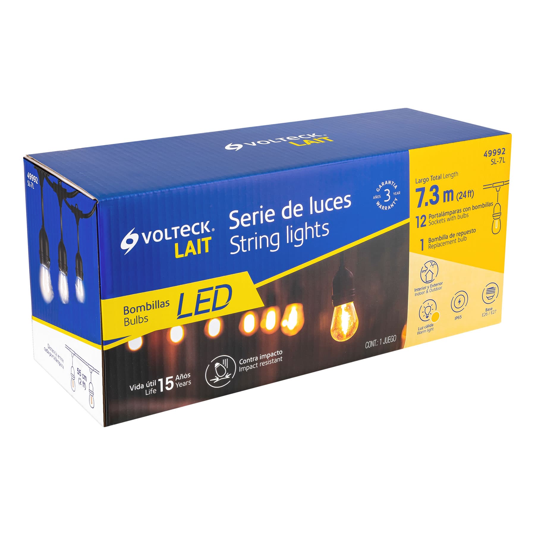 Serie de 7.3 m con 12 luces de LED para exterior, VOLTECK - Imagen 6