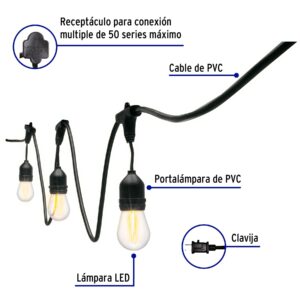 Serie de 7.3 m con 12 luces de LED para exterior, VOLTECK - Imagen 3